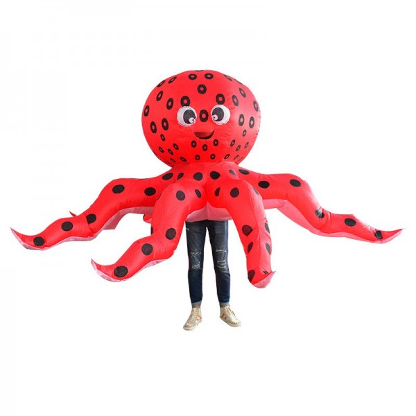 rouge Poulpe Calamar Gonflable Costume Halloween Noël Costume pour Adulte
