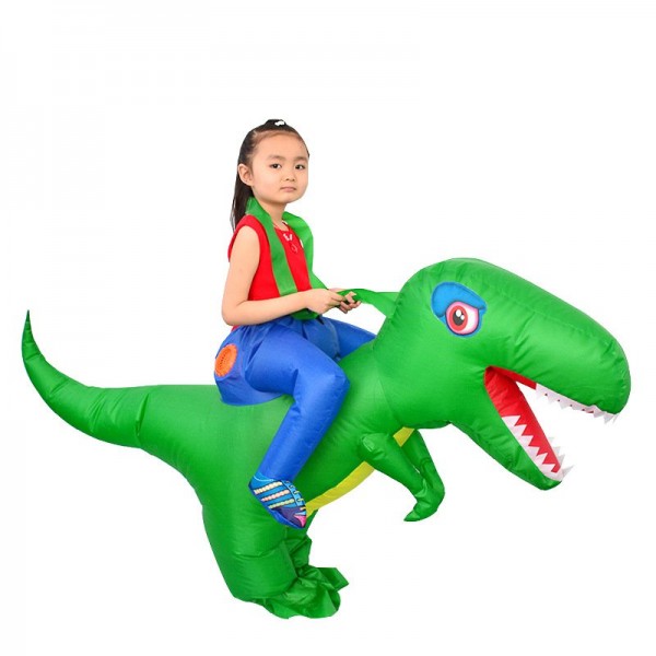 vert Dinosaure avec Gros Tête Porter moi Balade sur Gonflable Costume Halloween Noël pour enfant
