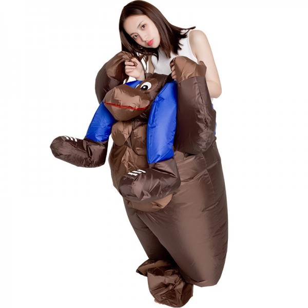 Gorille Porter moi Balade sur Gonflable Costume Singe Orang-outan Gibbon Chimp Costume pour Adulte Bleu