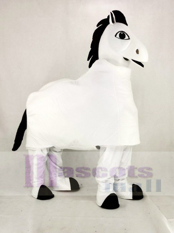 blanc 2 La personne Cheval Mascotte Costume Dessin animé