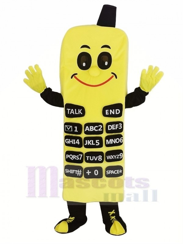 Jaune Téléphone Mascotte Costume Dessin animé