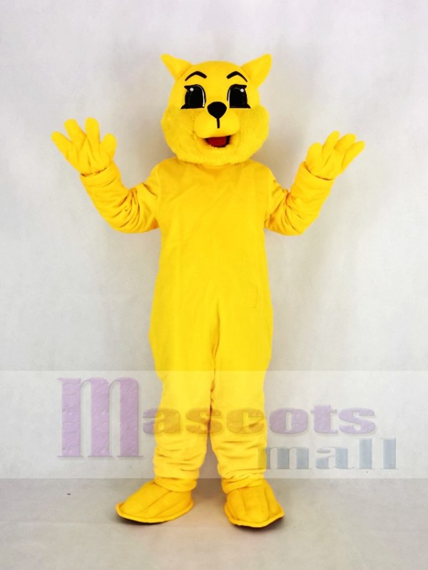 Jaune Chat sauvage Mascotte Costume Dessin animé