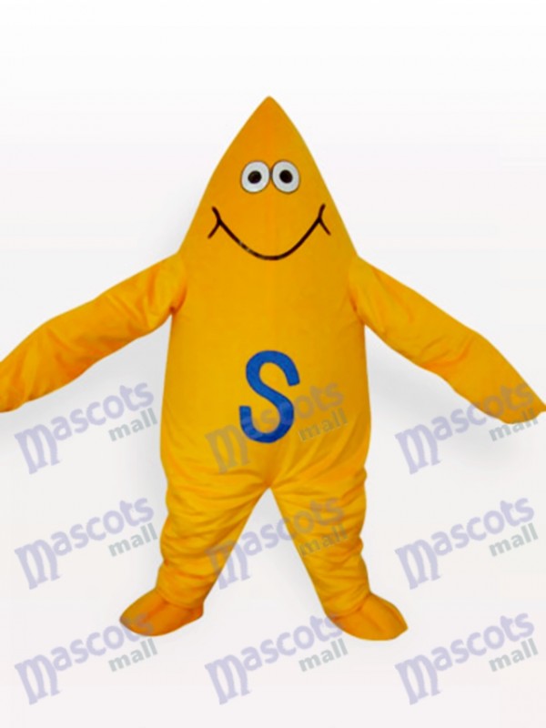 Costume de mascotte adulte de dessin animé étoile de mer jaune