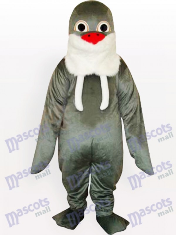 Morse gris avec barbe blanche et rouge Costume drôle de mascotte adulte