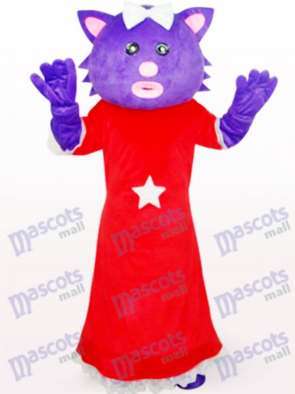 Costume de mascotte d'Anime pourpre d'ours de robe rouge femelle