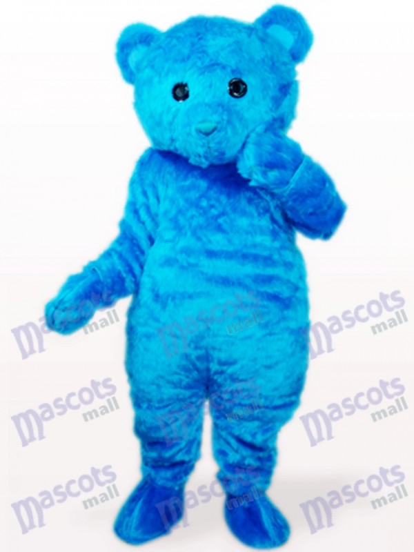 Déguisement mascotte animal ours bleu à longs cheveux