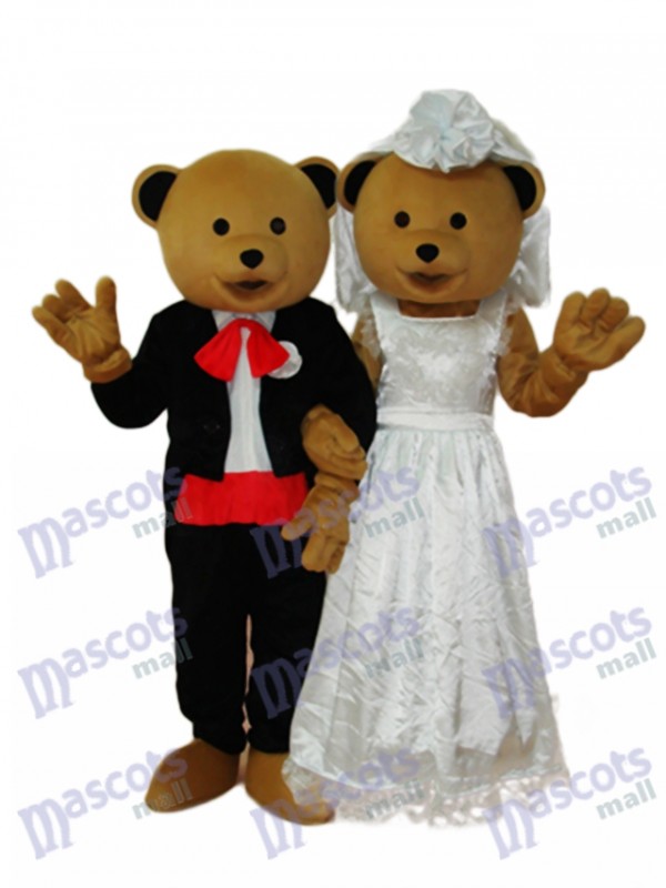 Ours de mariage Couple Mascotte Costume adulte Animal