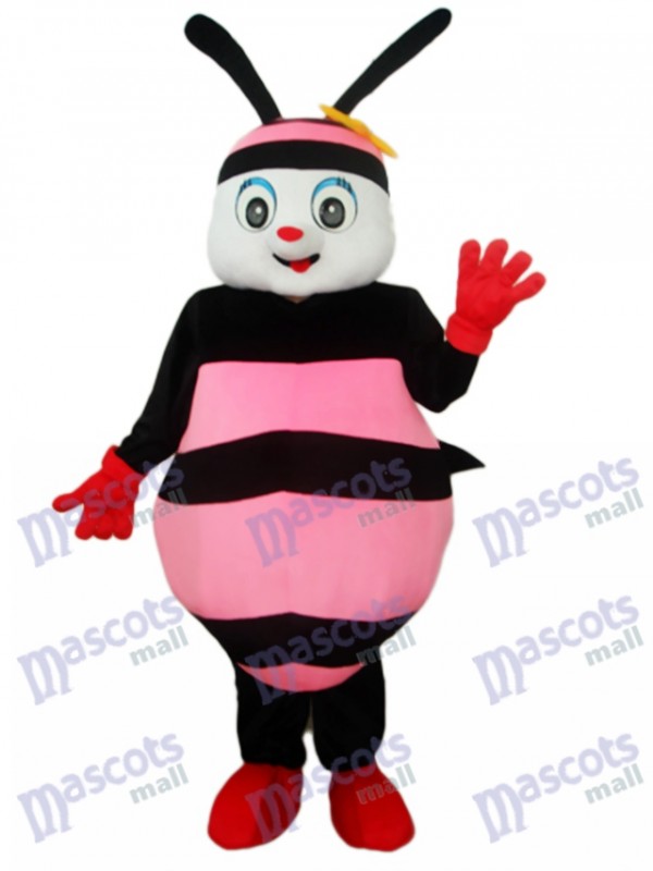 Costume de mascotte abeille noire et rose adulte insecte