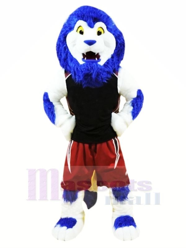 Bleu sport Lion Mascotte Les costumes Animal