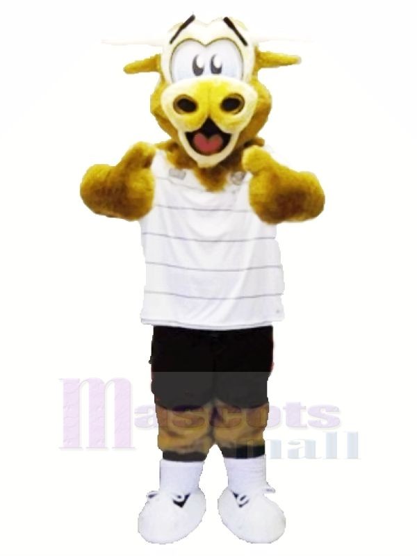 marron Duveteux Vache avec blanc T-shirt Mascotte Les costumes Animal