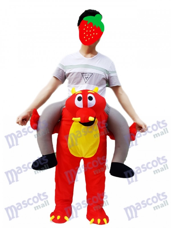 Fire Dragon Piggyback Portez-moi le Costume de mascotte Dragon Rouge
