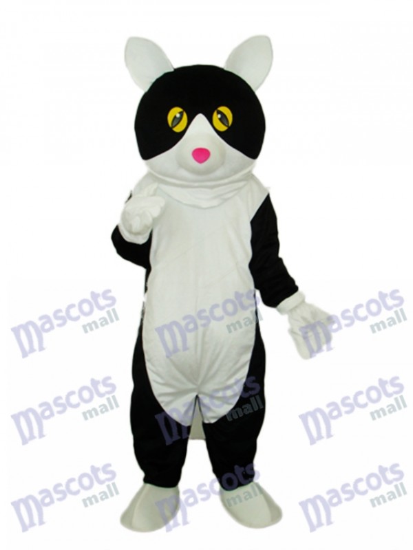 Costume adulte de mascotte chat blanc ventre noir Animal