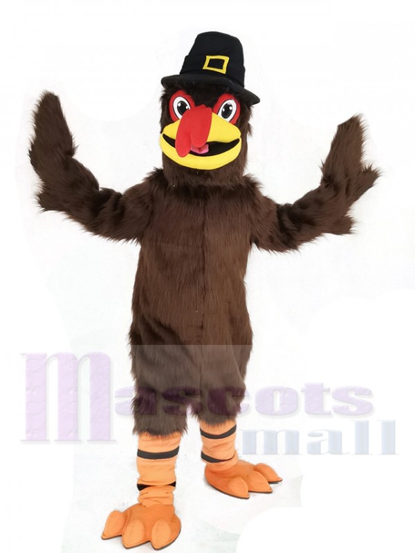 Action de grâces dinde avec Noir Chapeau Mascotte Costume