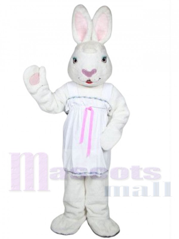 Mme White Bunny costume de mascotte