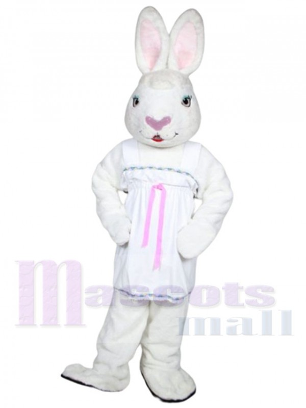 Mme White Bunny costume de mascotte