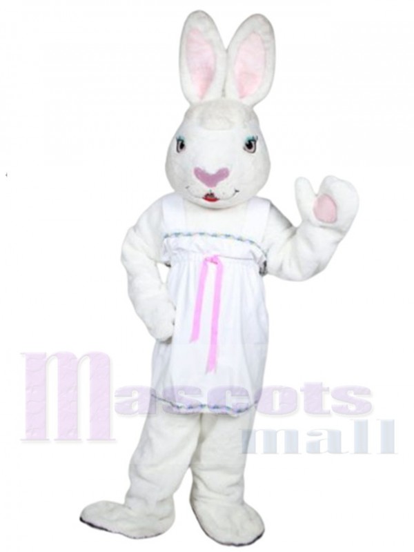 Mme White Bunny costume de mascotte