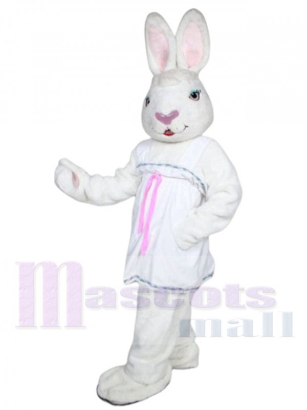 Mme White Bunny costume de mascotte