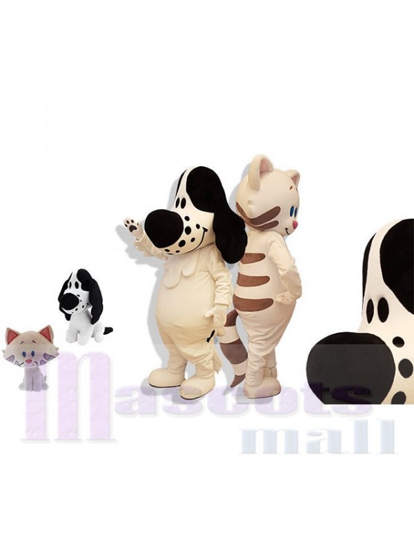 Chien de thérapie et chat de savane costume de mascotte