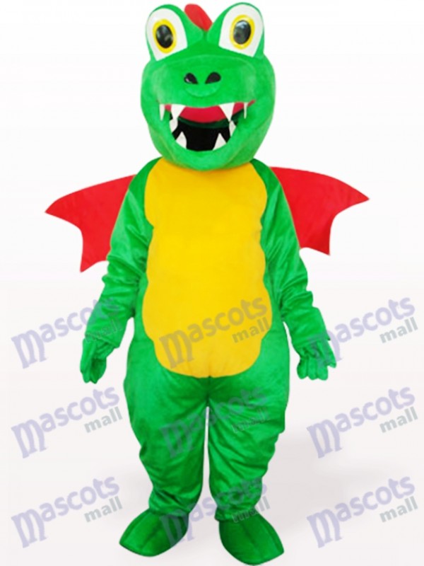 Dinosaur vert avec costume de mascotte adulte Red Wing