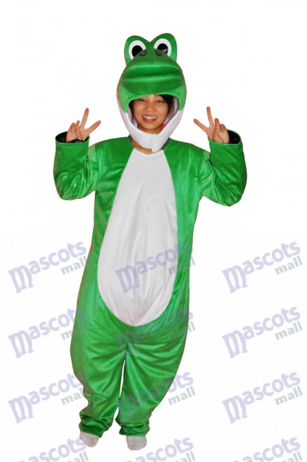 Super mignon spectacle visage vert dinosaure adulte costume de mascotte animal