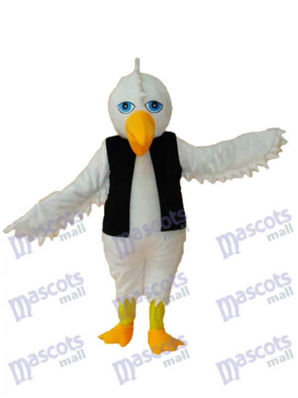 Aigle blanc en costume de mascotte gilet noir Animal