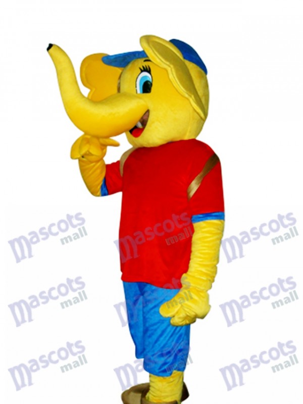 Costume adulte mascotte éléphant jaune