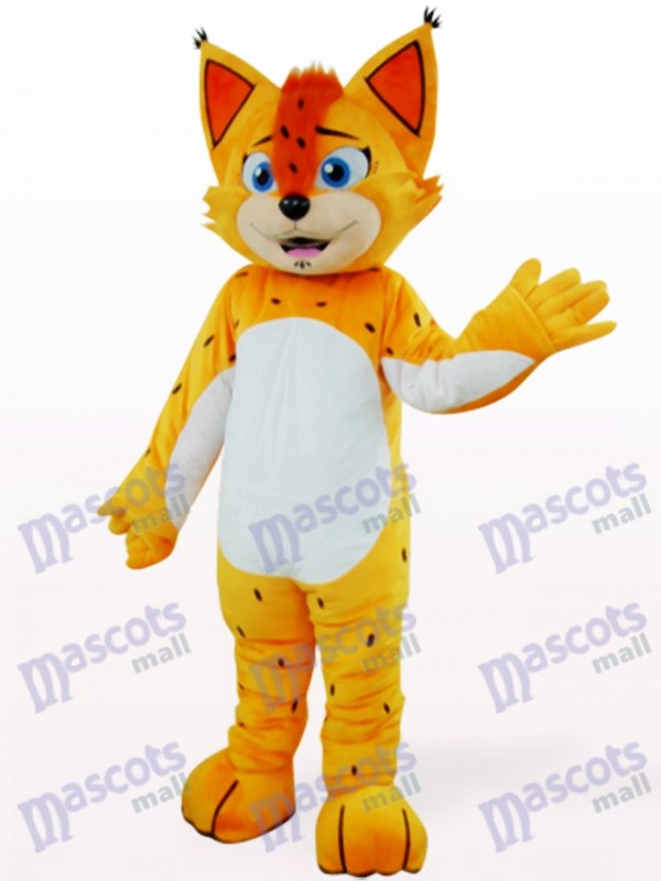 Costume de léopard orange avec mascotte de ventre blanc
