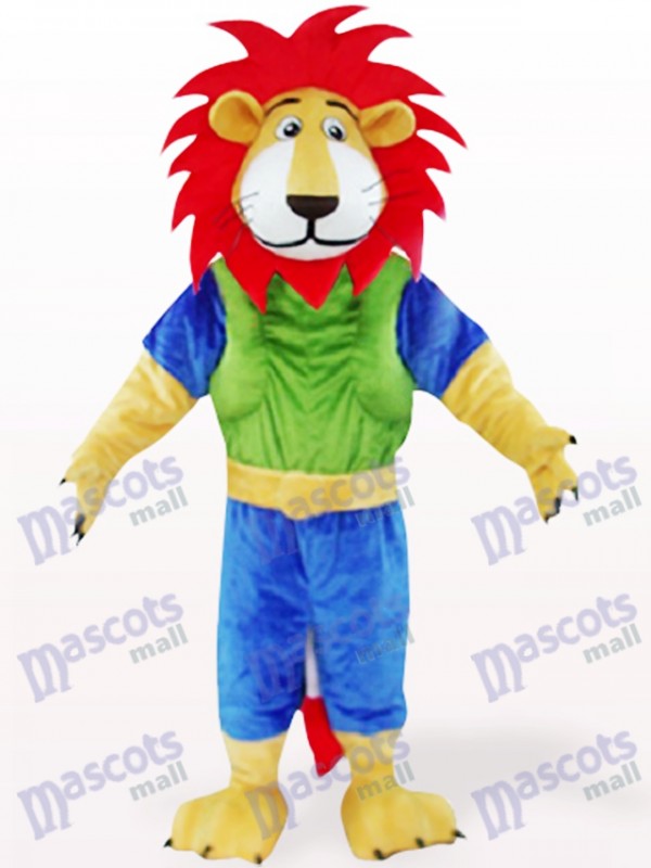 Leo vert et bleu aux cheveux rouges Costume de mascotte animale