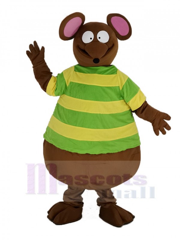 marron Souris avec Vert T-shirt Mascotte Costume