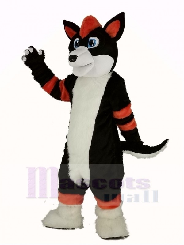 Orange et Noir Rauque Chien Fursuit Mascotte Costume