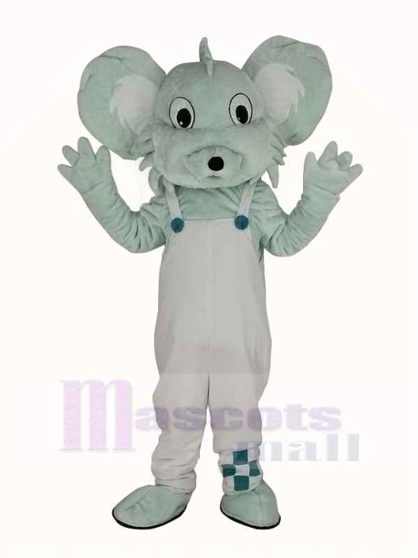 Gris Koala dans blanc Manteau Mascotte Costume