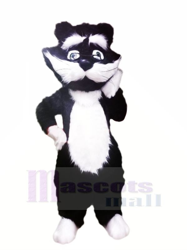 Blanc Et Noir Triste Chat Mascotte Les Costumes Dessin Anime