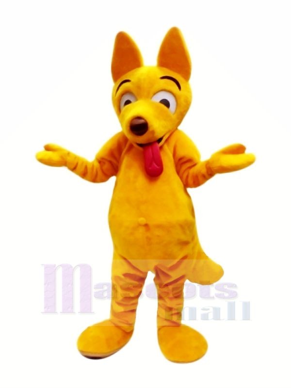 Jaune Chien avec Longue Langue Mascotte Les costumes Dessin animé