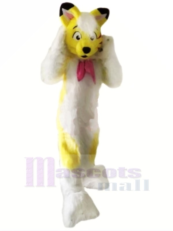 Jaune Velu Rauque Chien Mascotte Les costumes Dessin animé