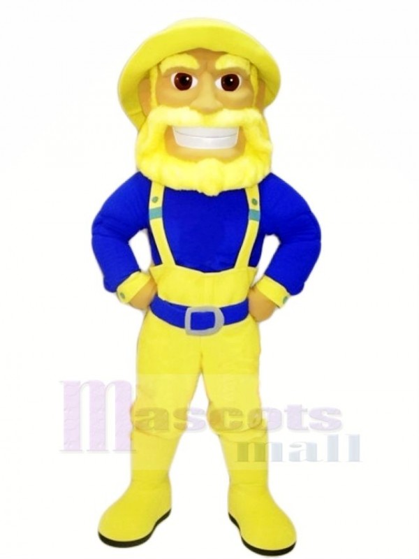Vieux Marin avec Jaune Chapeau Mascotte Costume Gens