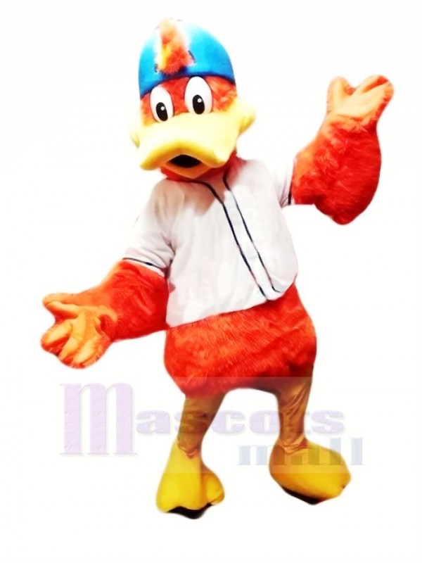Orange canard avecblanc T-shirt Mascotte Costume Dessin animé