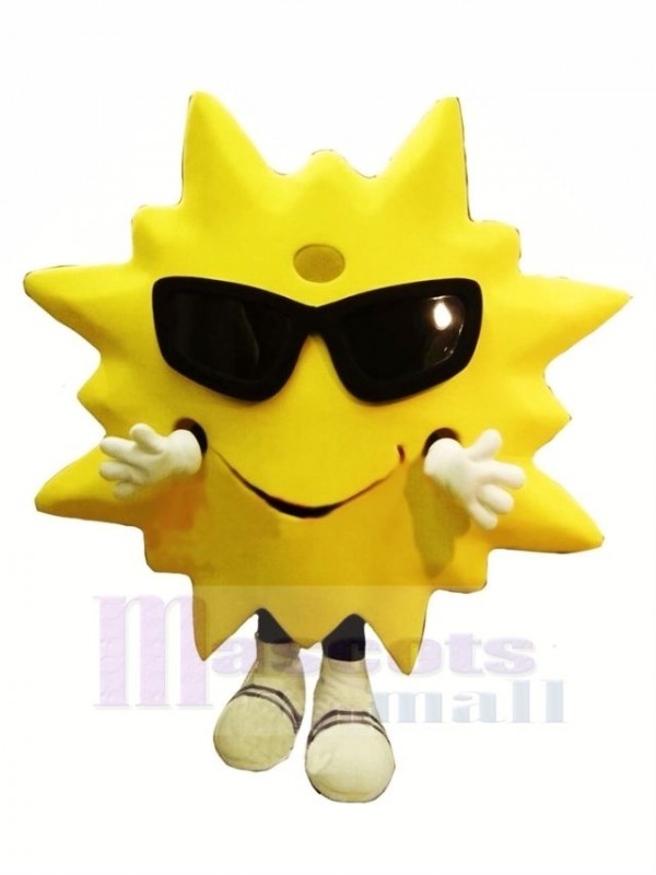 Cool Souriant Soleil Mascotte Costume Dessin animé