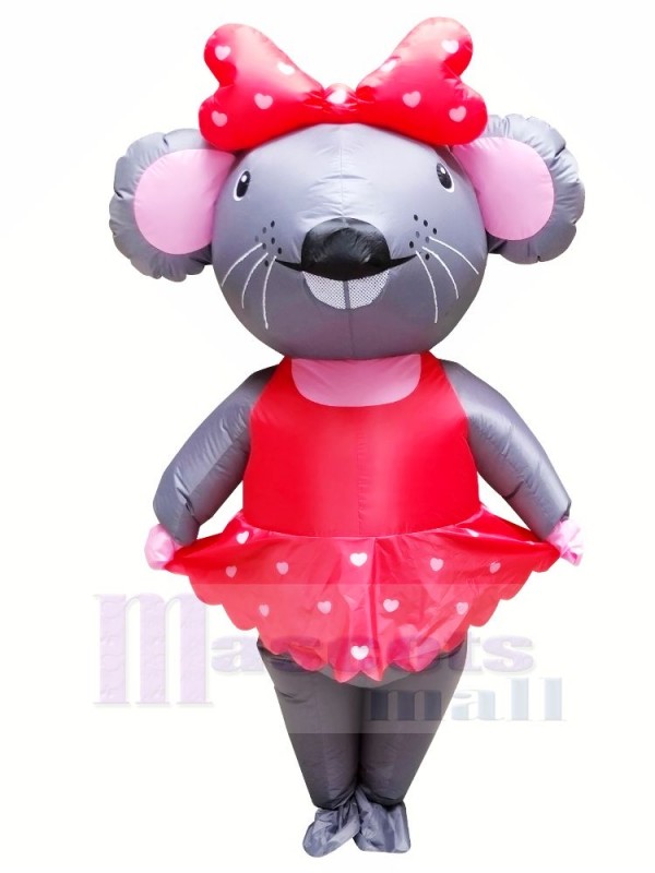 Madame. Souris avec rouge Robe Gonflable Mascotte Déguisements Dessin animé