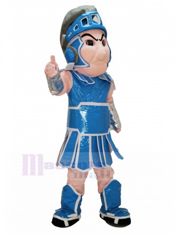 spartiate chevalier avec bleu et blanc Armure Costume de mascotte Gens