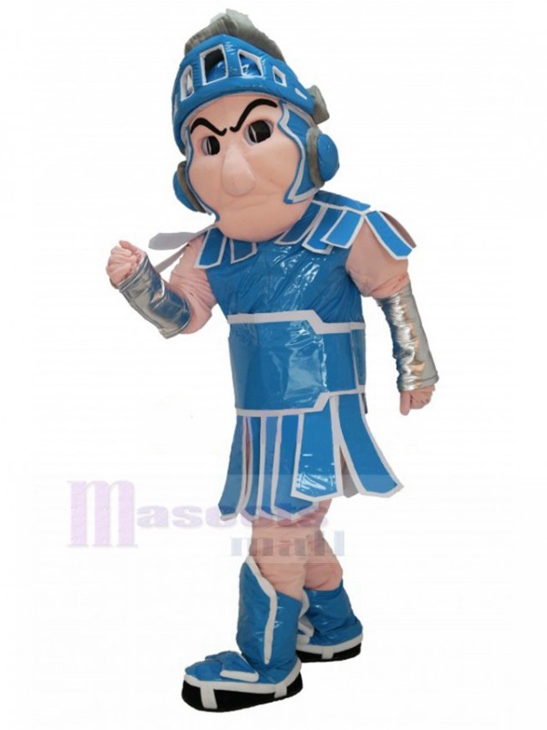 spartiate chevalier avec bleu et blanc Armure Costume de mascotte Gens