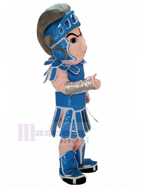spartiate chevalier avec bleu et blanc Armure Costume de mascotte Gens