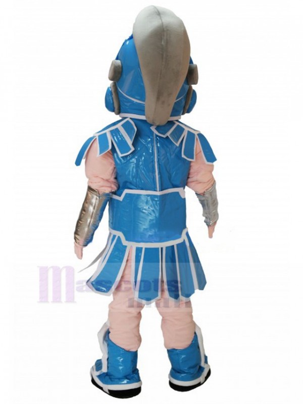 spartiate chevalier avec bleu et blanc Armure Costume de mascotte Gens