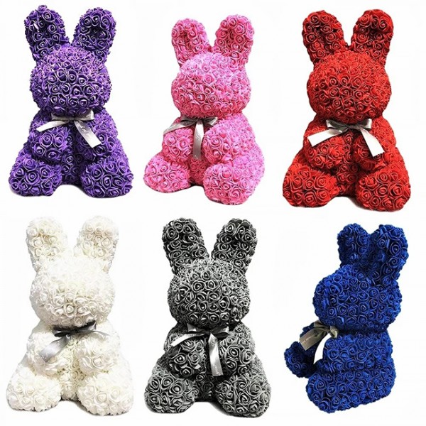 rouge Lapin Rose Fleur Lapin Meilleur cadeau pour la fête des mères, la Saint-Valentin, les anniversaires, les mariages et les anniversaires