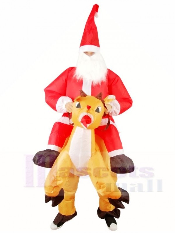 Renne Porter Père Noël Claus Père Noël Gonflable Halloween Noël Les costumes pour Adultes