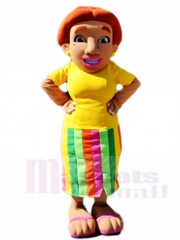 marron Cheveux Mère Femelle Mascotte Les costumes Personnes