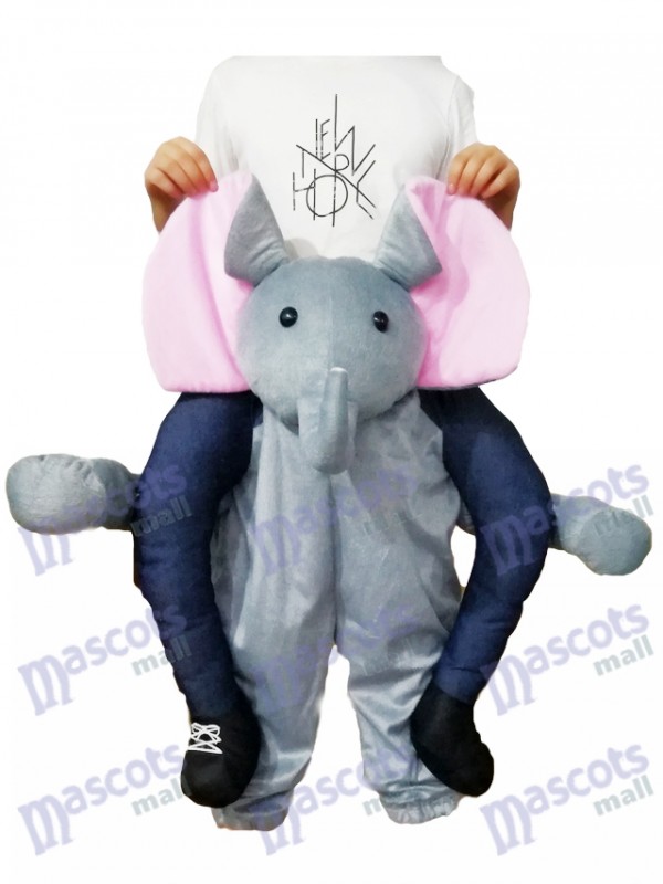 Piggyback Elephant Carry Me Ride Costume de mascotte d'éléphant gris