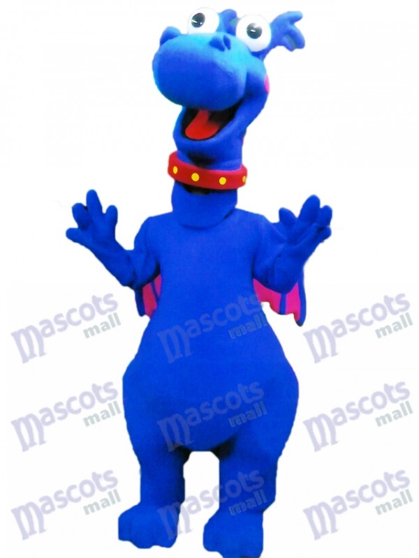 Costume de mascotte moelleuse Dragon bleu mignon Animal