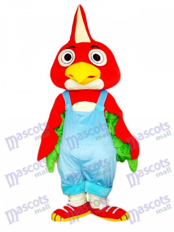 Costume de mascotte d'oiseau perroquet rouge Animal