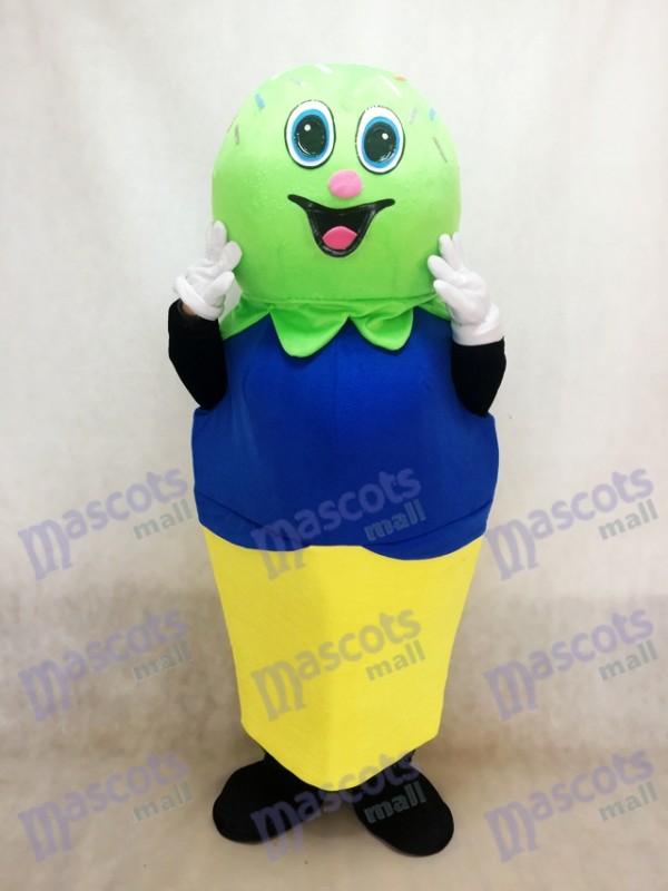 Double Scoop (vert et bleu) sur une crème de mascotte Cone Cone Costume