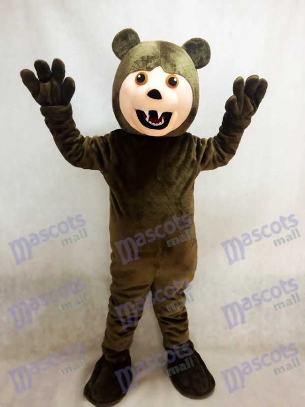 Costume de mascotte de grizzli brun foncé